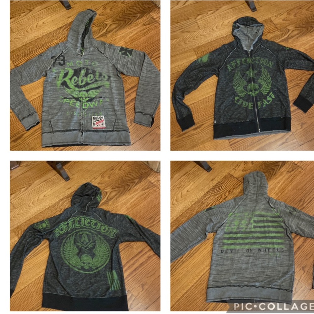 AFFLICTION reversible zip‎ up hoodie. Size Medium
